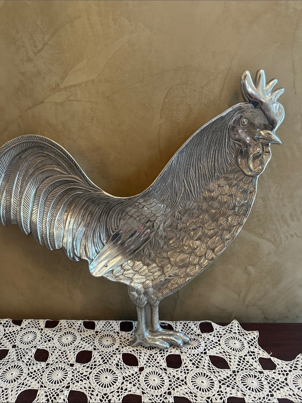 Mariposa Metallic Silver Rooster tray